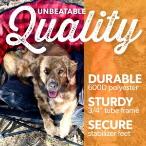 Kuma Outdoor Gear Lazy Bear Dog Bed with Carry Bag, Ultimate Portable Luxury Outdoor Dog Bed for Camping, Glamping & Outdoor Adventures (Sierra/Black)