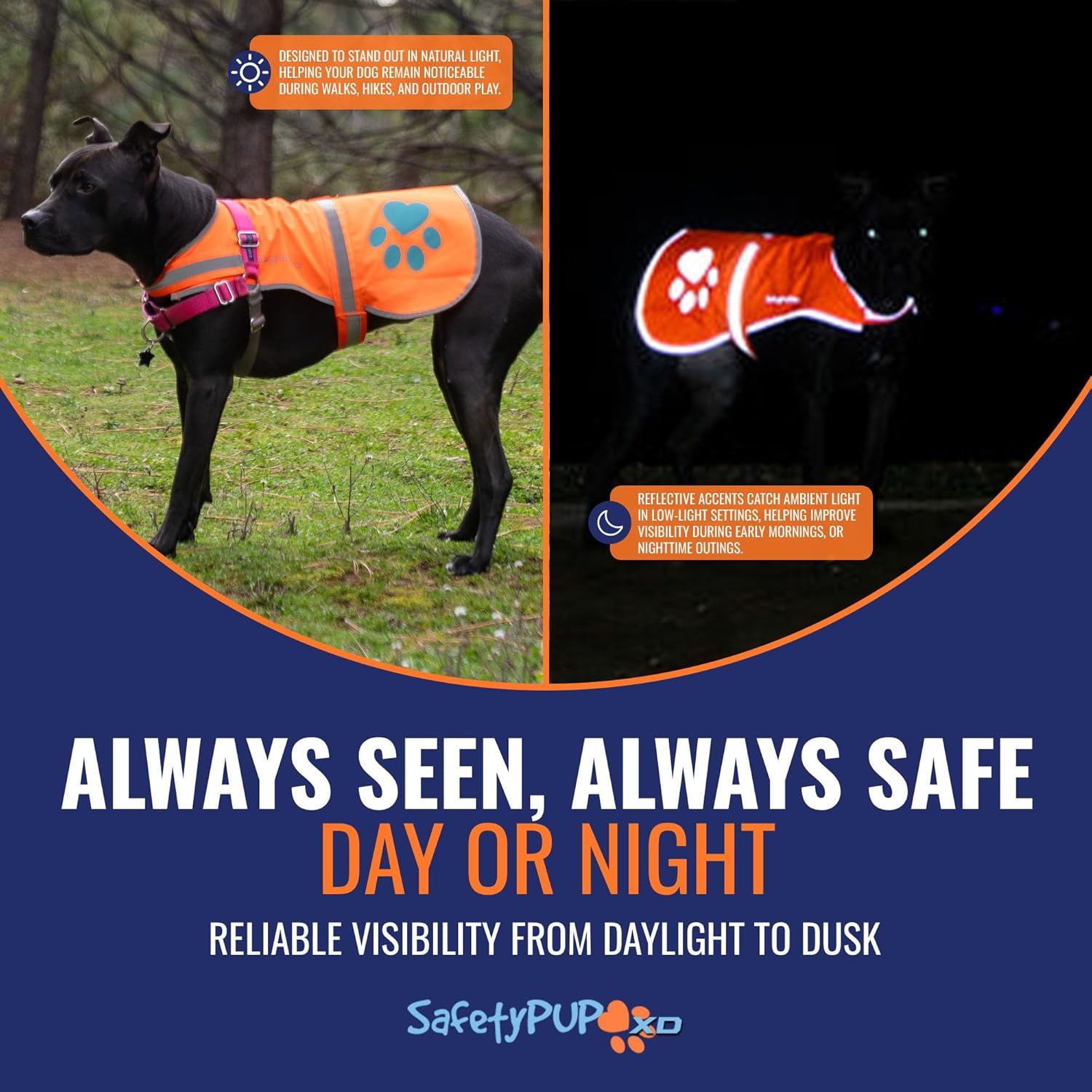 Reflective Dog Vest. Hi-Visibility, Fluorescent Blaze Orange Dog Vest Helps Protect Your Best Friend. Safeguard Your PUP from Motorists & Hunting Accidents, On or Off Leash (Large) - Image 5