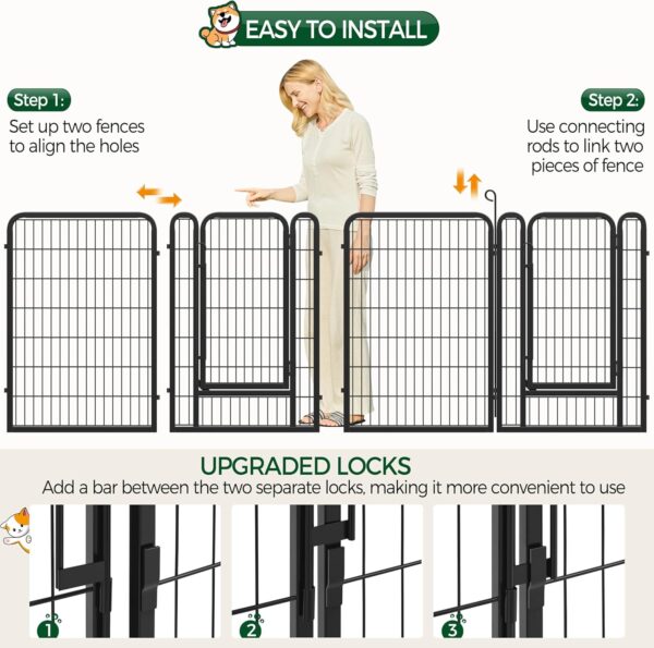 Yaheetech Dog Playpen Outdoor, 40 inch 8 Panels Dog Pen Indoor Heavy Duty Puppy Exercise Pen Metal Pet Fence for RV Camping/Yard/Garden - Image 5