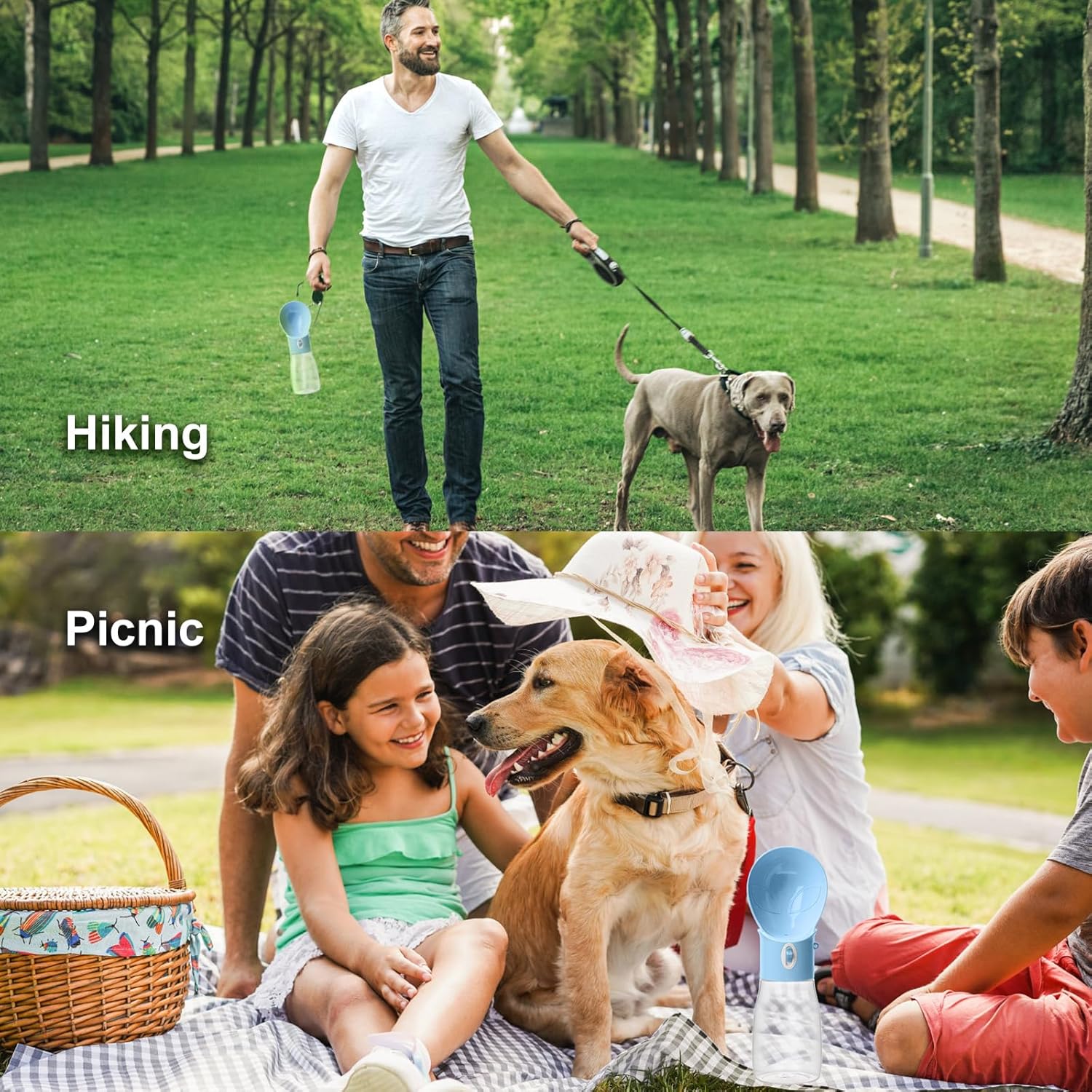 Dog Water Bottle, Widen Sink Portable Dogs Water Dispenser 17oz, Leak Proof, Outdoor Drink Bottles Cat, Puppy, Pet, Essential Items for Travel, Walking, Hiking, Dog Accessorie (Blue, 17oz) - Image 6