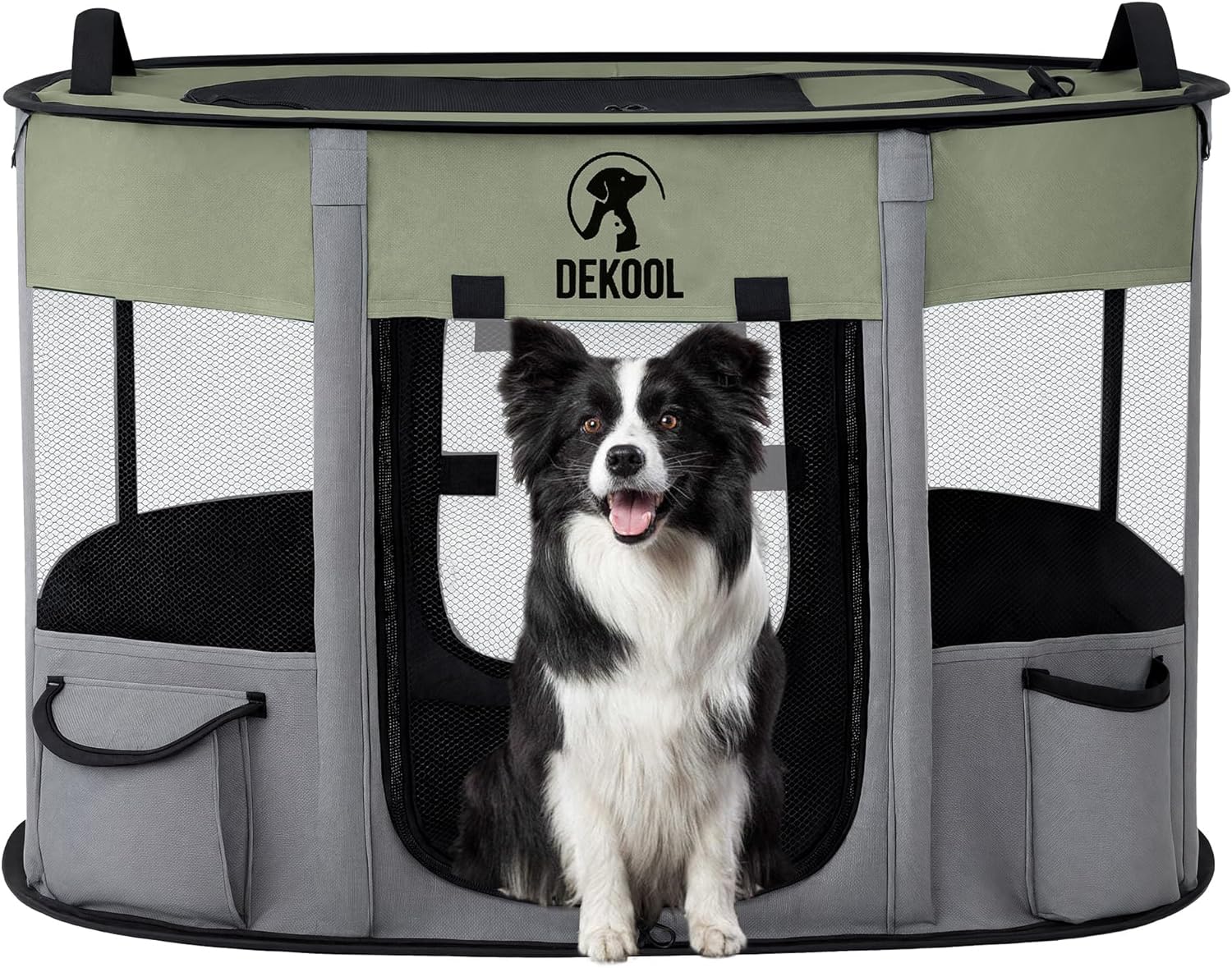 Foldable Pet Dog Playpen, Portable Dog Crate for Puppies, Cat, Rabbit, Puppy Play Pen for Indoors, Kennel Tent Crate for Indoor Outdoor Travel Camping Use with Carrying Case (Green, M)