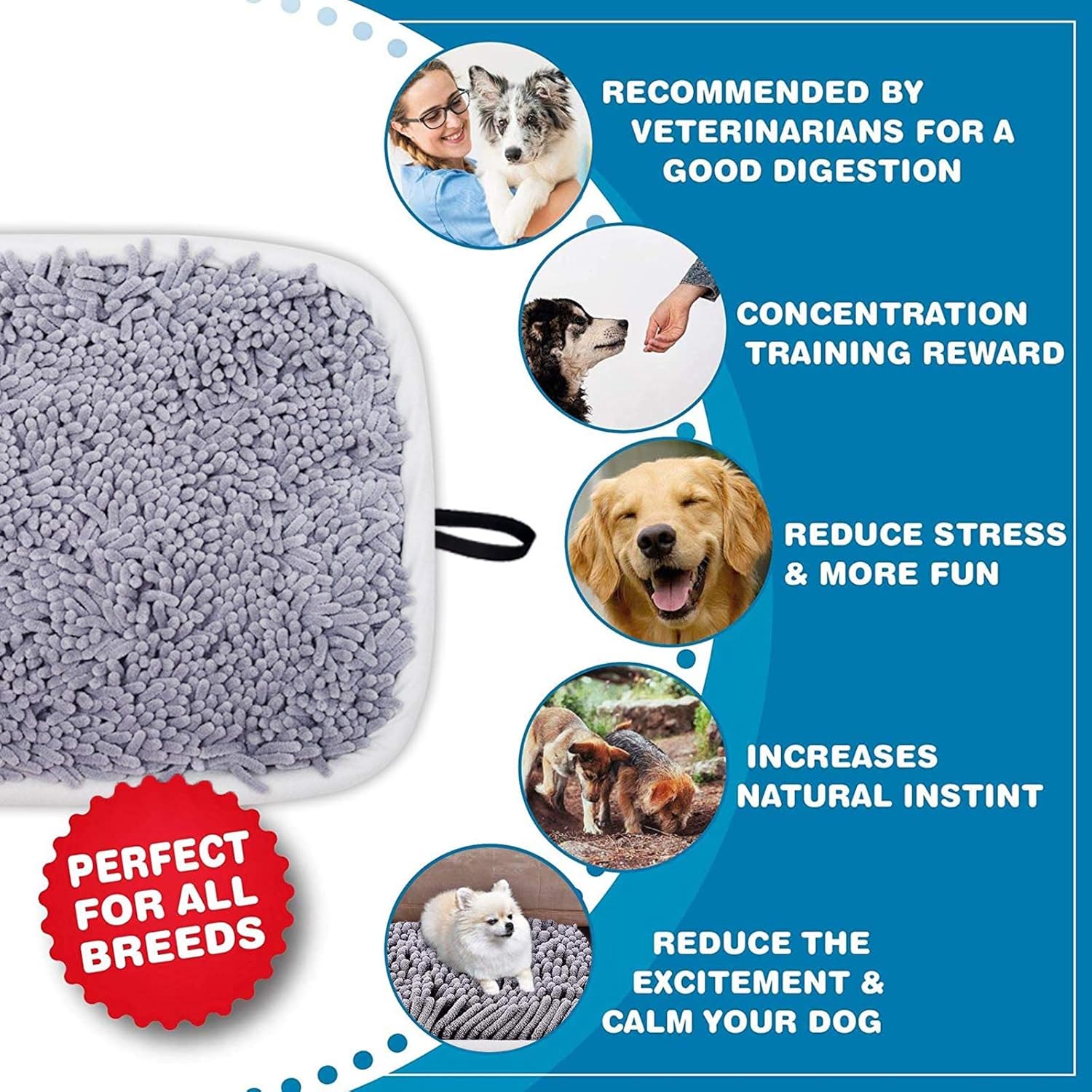Snuffle Mat for Dogs, 17" x 21" Dog Snuffle Mat Interactive Feed Game for Boredom, Encourages Natural Foraging Skills and Stress Relief, Easy to Fill Machine Washable - Image 3