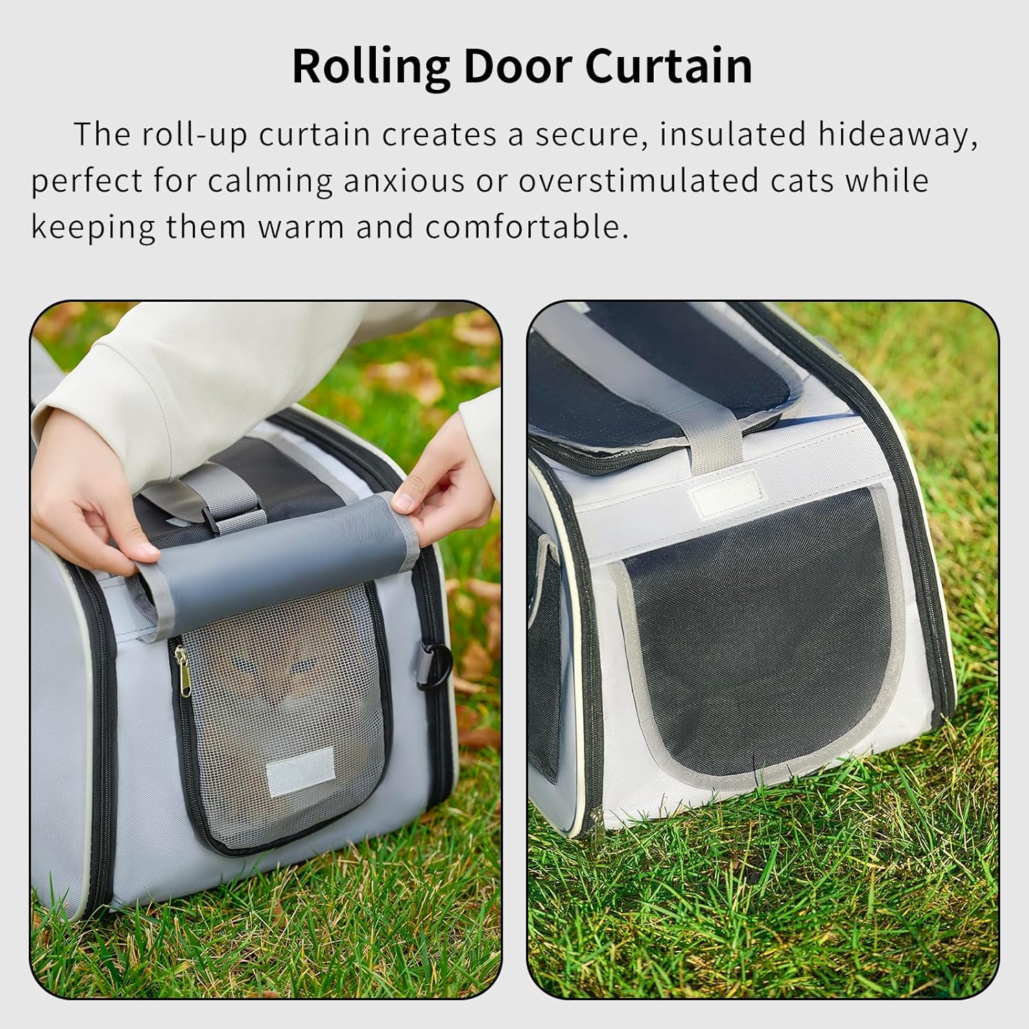 Cat, Dog Carrier for Pets up to 17 lbs, Soft-Sided Collapsible Pet Carrier with Sturdy Base, Roll-up Curtain and Large Storage Bag, Cat Bag for Medium Cats and Small Dogs - Image 3