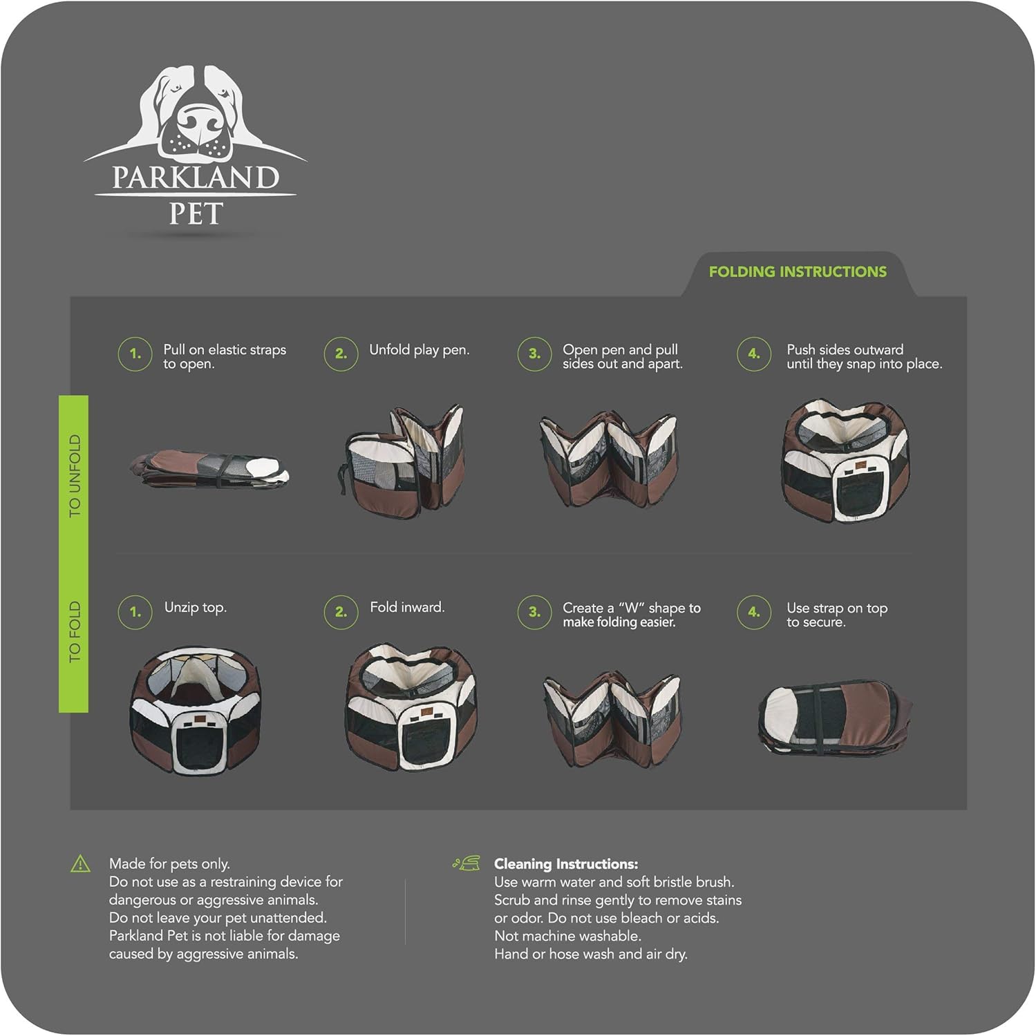 Portable Foldable Playpen Exercise Kennel Dogs Cats Indoor/Outdoor Removable Mesh Shade Cover, Carrying Case & Collapsible Travel Bowl (Small) - Image 3