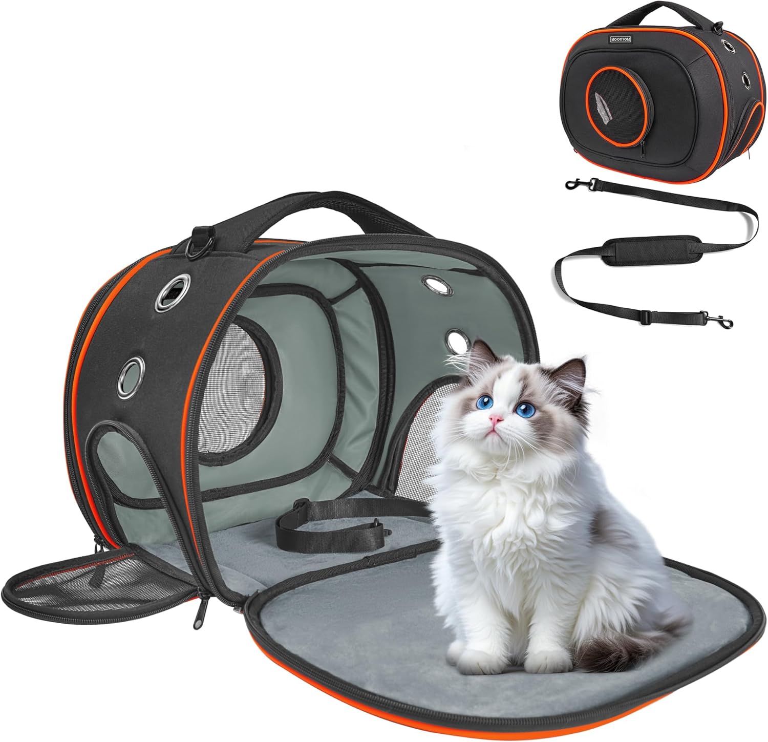 TSA Approved Airline Cat Carrier for Cats & Small Pets up to 12 Lbs - 17" x 12.5" x 9" | Portable & Removable - New 2025 for Travel, Car & Vet Visits