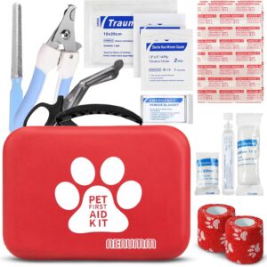 Pet First Aid Kit – Emergency Medical Kit for Dogs & Cats – Travel & Home Safety Supplies for Wounds, Cuts & Injuries - Waterproof, Lightweight - Indoor, Outdoor