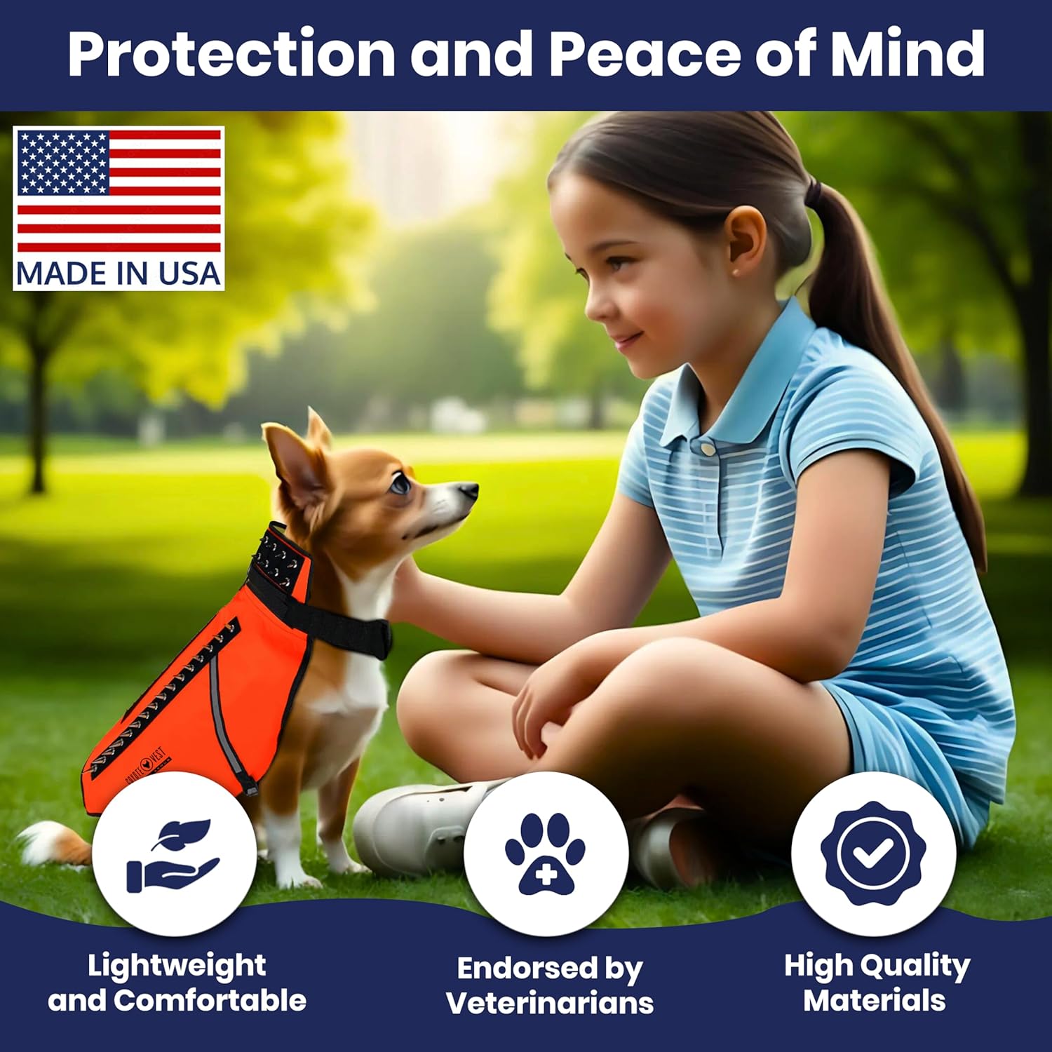 CoyoteVest Dog Harness Protection Vest, Reflective Dog Accessories with Spikes to Shield Your Pet from Raptor and Animal Attacks, Proudly Made in America (Small, Fluorescent Orange) - Image 5