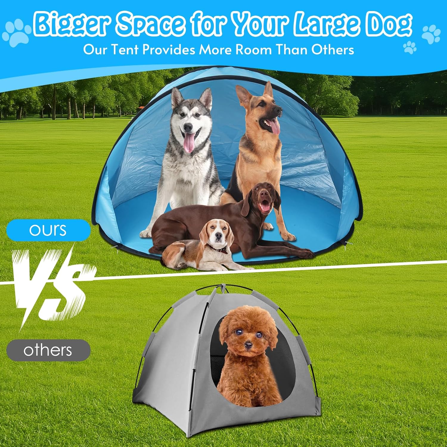 Extra Large Dog Beach Tent - 47" Lx39 Wx30 H,Portable Outdoor Pop Up Pet Tent for Camping with Dogs Cats,Waterproof Dog Sun Shade Shelter for Medium-Sized to Bigger Pets - Image 7