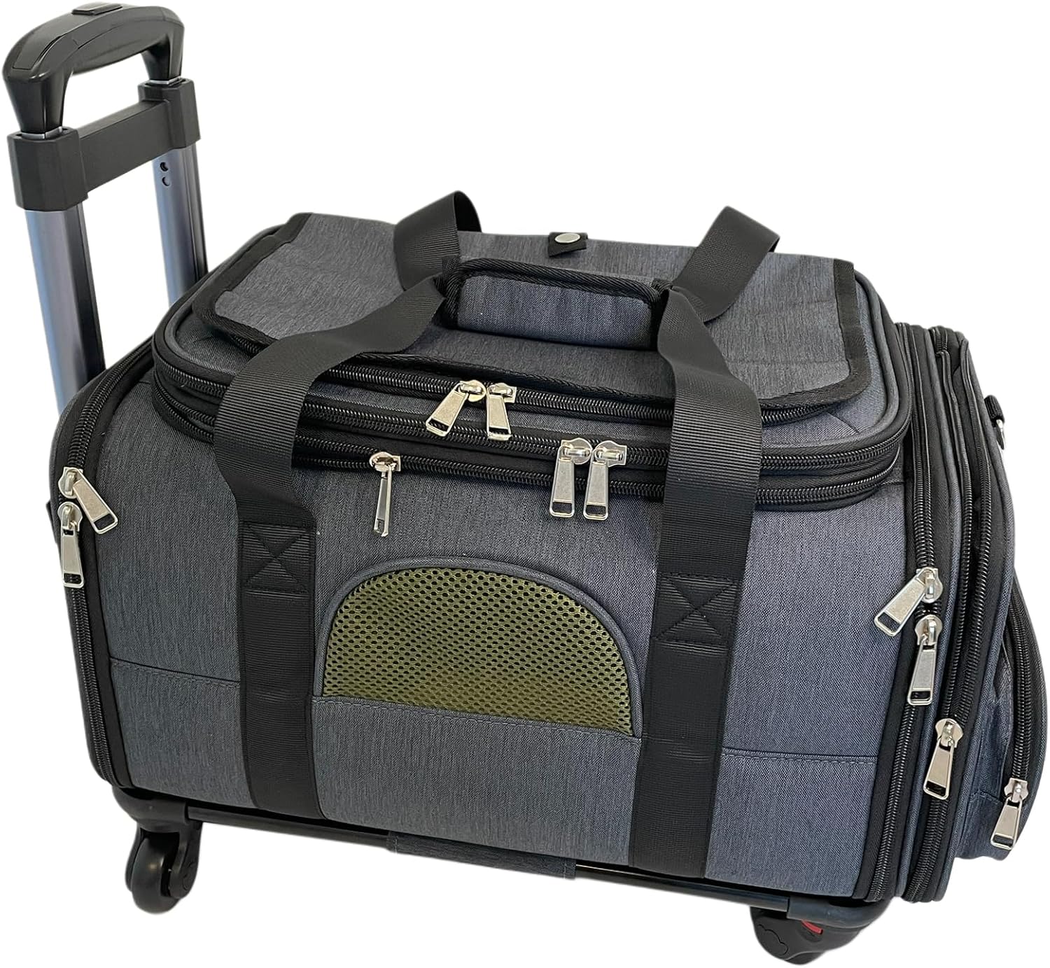 Top-Side-Front Expandable Rolling Cat Dog Pet Carrier, Airline Compliant for All Airlines, Slide-Outs Allow Variable Adjustments to Width, Length, Height for Space Available Under Airplane Seat - Image 9