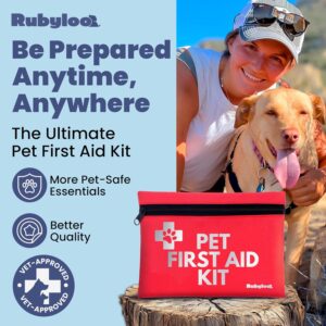 Dog First Aid Kit for Hiking & Travel – Vet Approved Emergency Supplies – Pet First Aid Kit Guide, Tick Remover, Thermal Blanket & More – Compact Dog Hiking Gear for Camping, Hunting, Backpacking