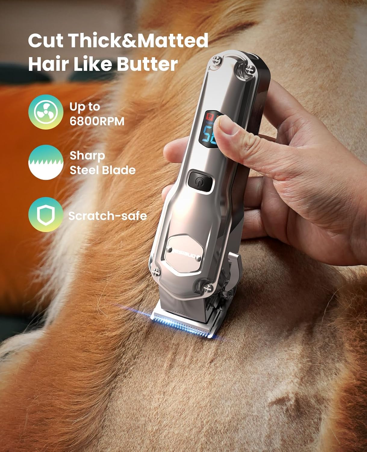 oneisall Dog Clippers for Grooming Thick/Heavy Coats, 4-in-1 Dog Grooming Kit Low Noise with Stainless Steel Blade, Cordless Dogs Paw Trimmer Pet Nail Grinder for Small & Large Dogs Cats Animals - Image 2