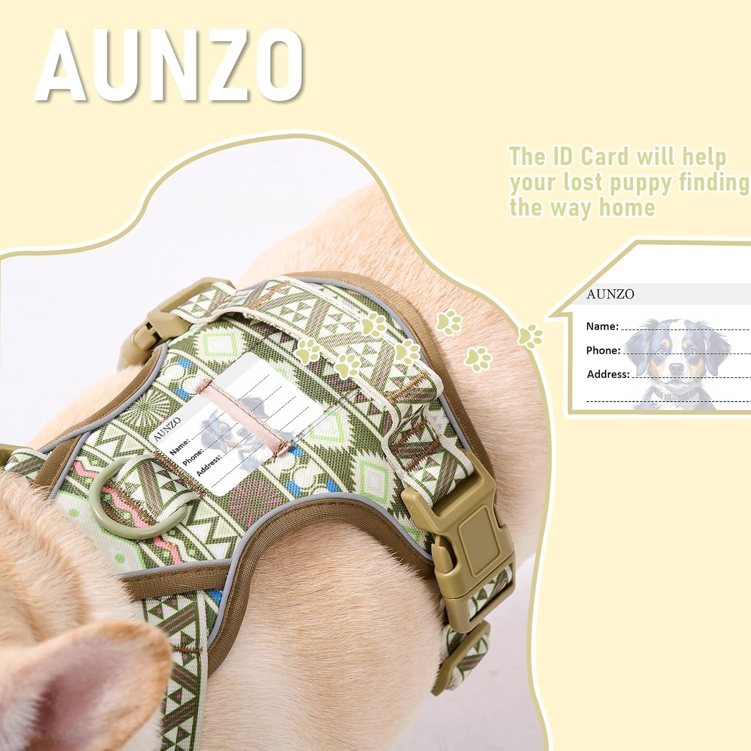 Dog Harness for Giant Dogs, Heavy Duty No Pull Pet Harness Vest Easy Control with Handle, Adjustable Reflective Extra Big Sized Dog Vest for Training, Walking, Hiking, Green Ethnic, XL - Image 6