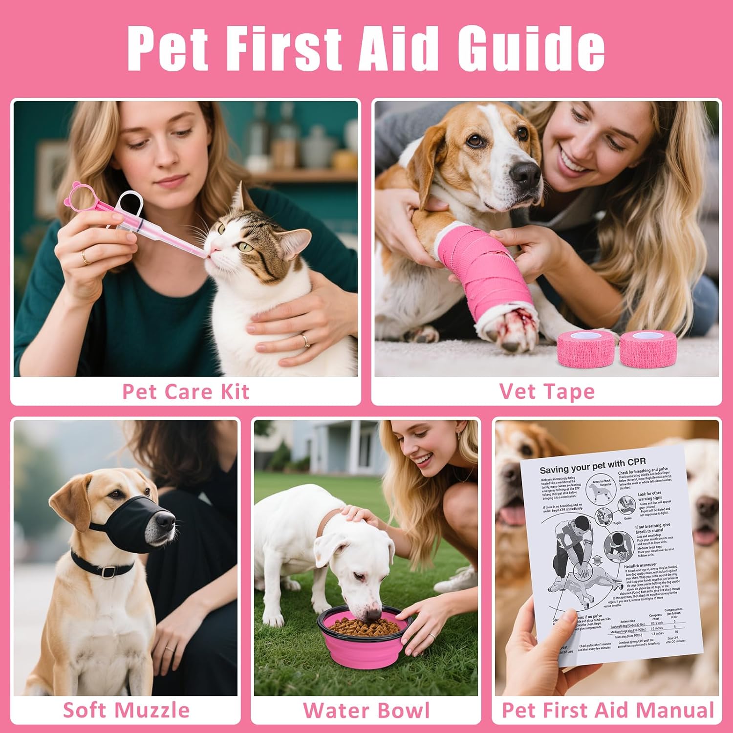 Pet First Aid Kit for Dogs - Pet Emergency Kit for Camping Hiking Traveling Hunting and Sports (Pink) - Image 5
