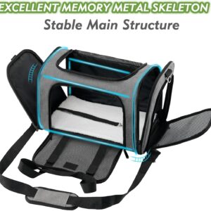 Soundy Dog Carrier Cat Carriers Airline Approved Pet Carrier for Small Medium Dogs Cats Under 15Lbs Puppies Collapsible Soft Sided TSA Travel Puppy Carrier Bag (Medium, Grey)