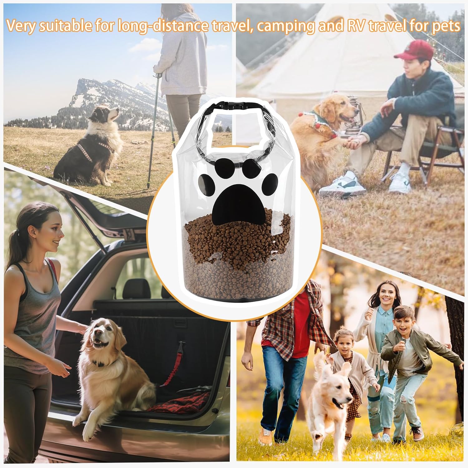 Travel Dog Food Container 10Lbs,Roll Top Dog Food Travel Bag,Waterproof Dog Food Bag,Reusable Dog Travel Kibble Container,Ideal for Camping,Dog Boarding-Clear & BPA-Free - Image 4