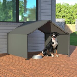 Dog Shade Shelter Pet Tent Outdoor, Outside Dog Sun Rain Canopy Pet House Animal Shelter (47.8″ L x 46.6″ W x 36″ H) (Gray, 47.8″ L x 46.6″ W x 36″ H)