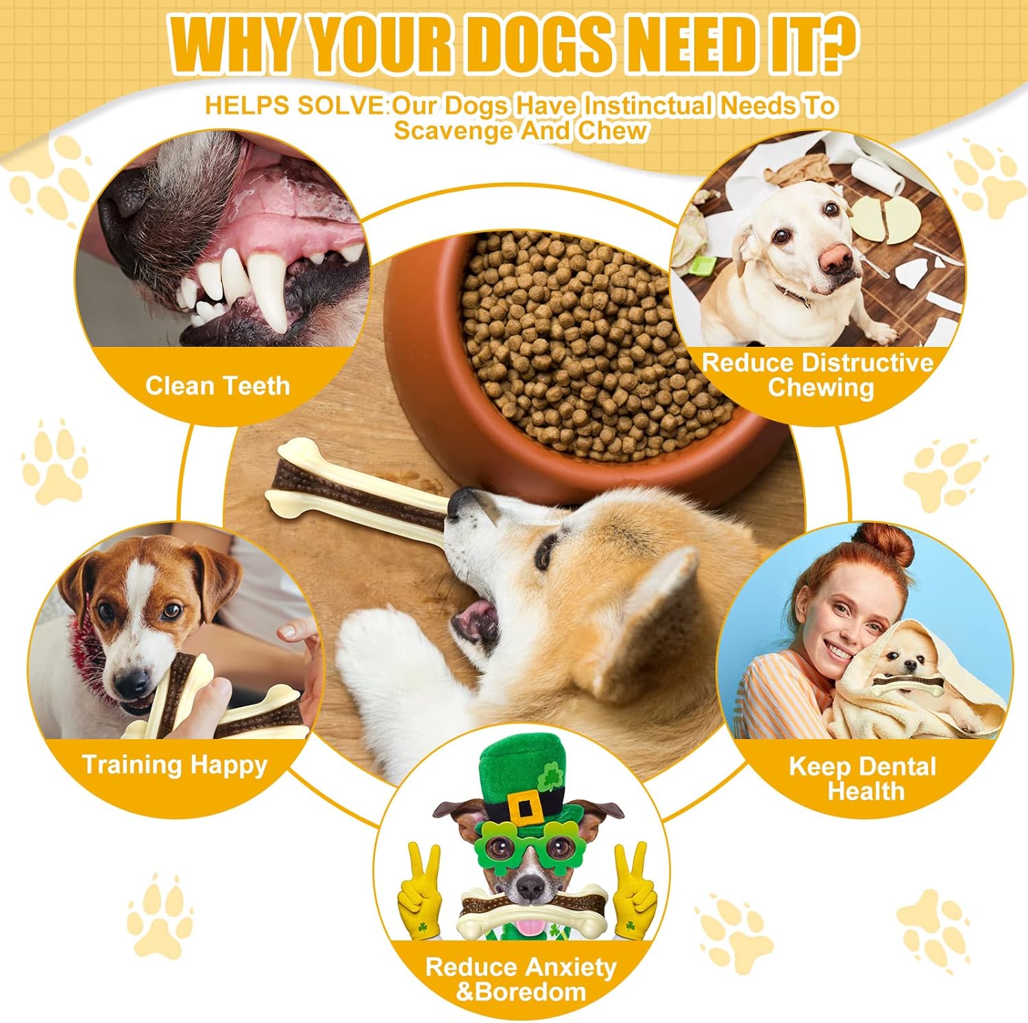 Sosation Bones Shaped Dog Toys for Aggressive Chewers, 2 Pack Dog Chew Toys Puppy Teething Nylon Beef Flavor for Large/Medium/Small Puppies Breeds(Curved Bone,Small) - Image 4