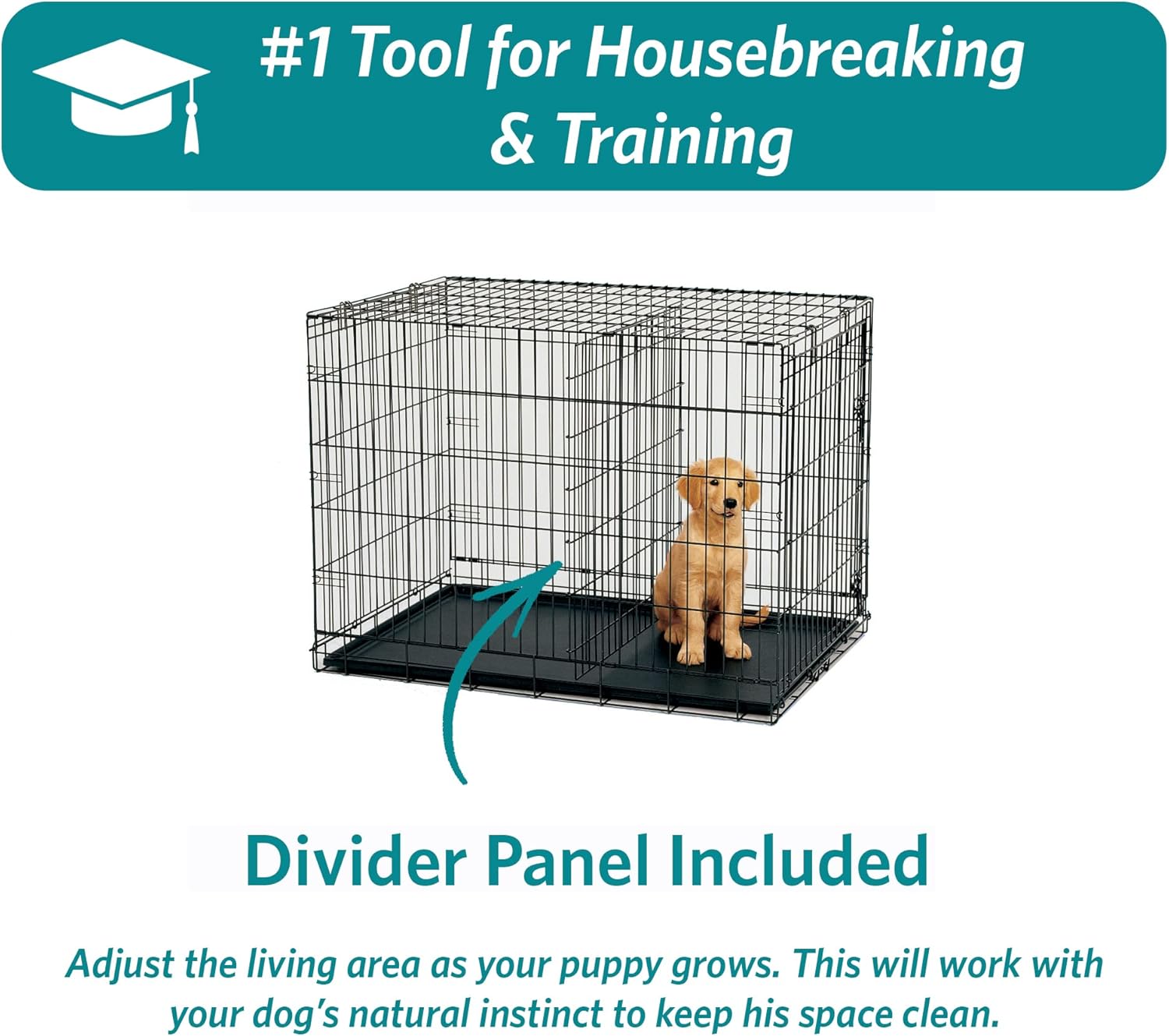 MidWest Homes for Pets 48-Inch Two-Door iCrate Folding Dog Crate with Divider Panel, Leak-Proof Tray & Secure Latches – Metal Wire Kennel for XL Breeds – Portable, Durable & Easy to Assemble - Image 7