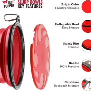Tuff Pupper SuperBigSlurp Collapsible Dog Bowls | Extra Large Capacity | Portable, Food Safe, Odorless | Non-Toxic Silicone [ Red Bowl 60oz]