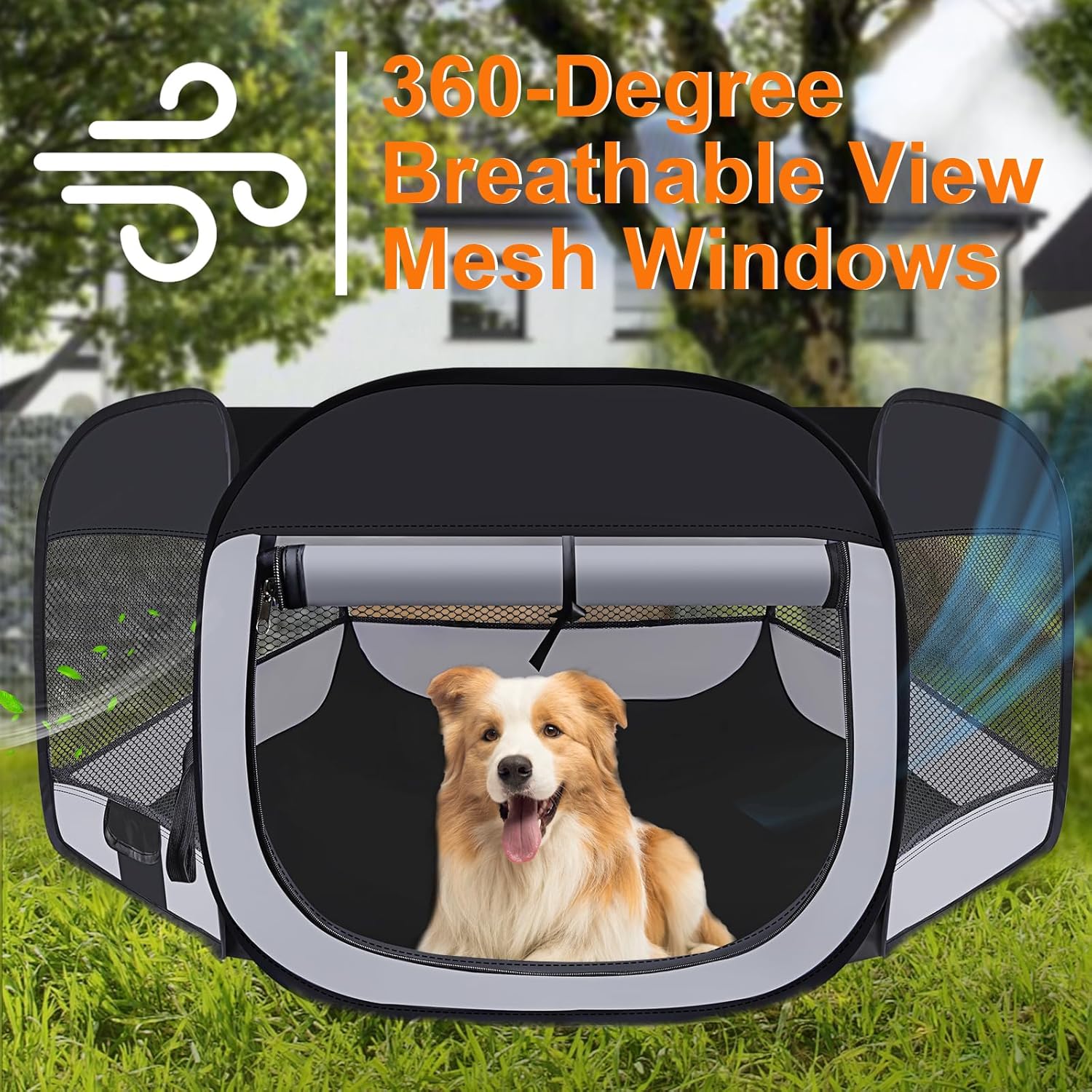 Dog Cat Playpen,Portable Pet Puppy Playpen,Rabbit Puppy Dog Play Pen for Indoors,Dogs Tent for Indoor Cats,Kitten Playpen,Collapsible Small Cats Crate Cage for Small Dogs with Carrying Case(Grey, S) - Image 4