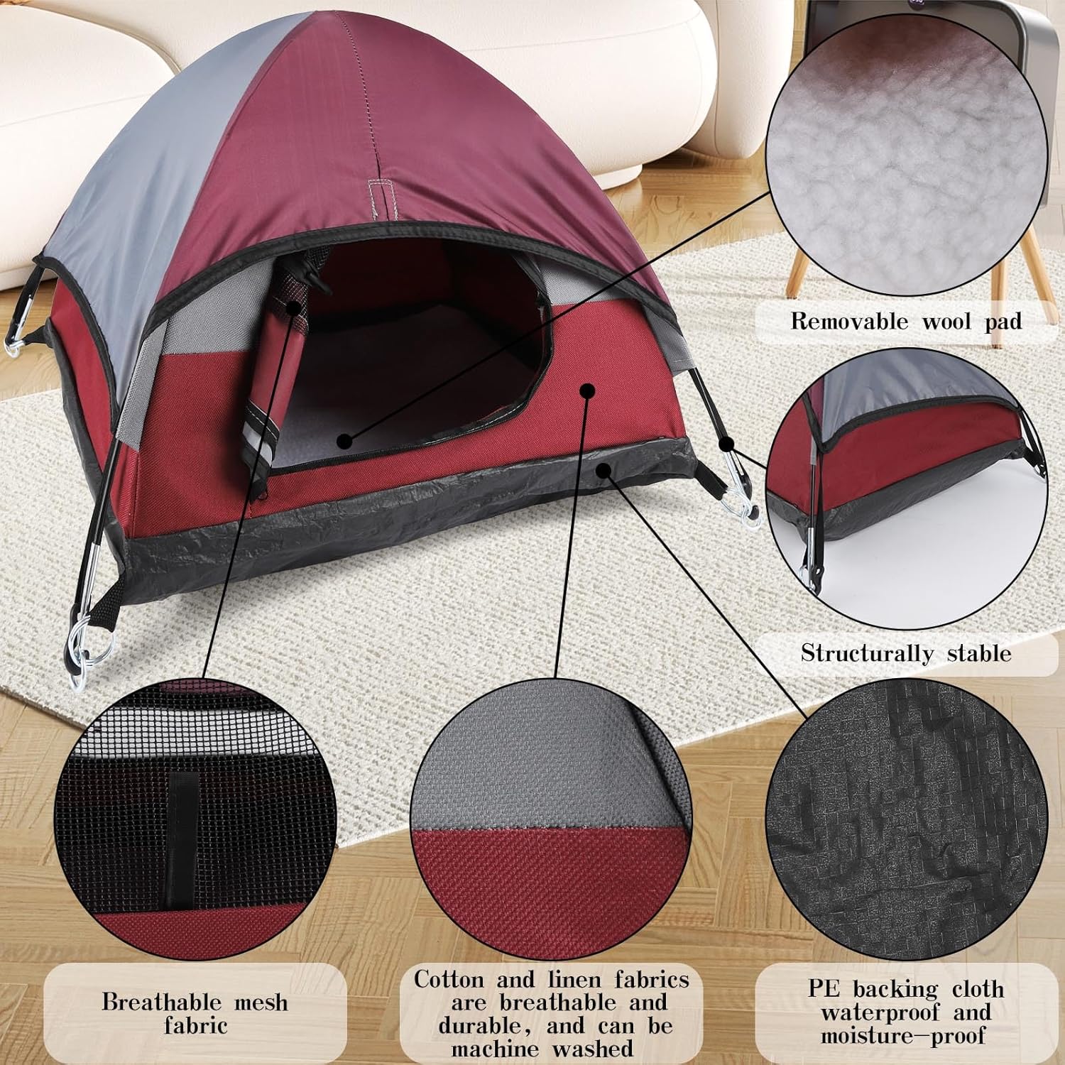 Mini Cat Display Tent for Outdoor and Indoor, Tiny Pet Tent Bed for Cat and Dog, Small Outdoor Tents 21 * 21 * 14 Inches can Provide Shade from Sun and Rain, Easy to Carry - Image 3