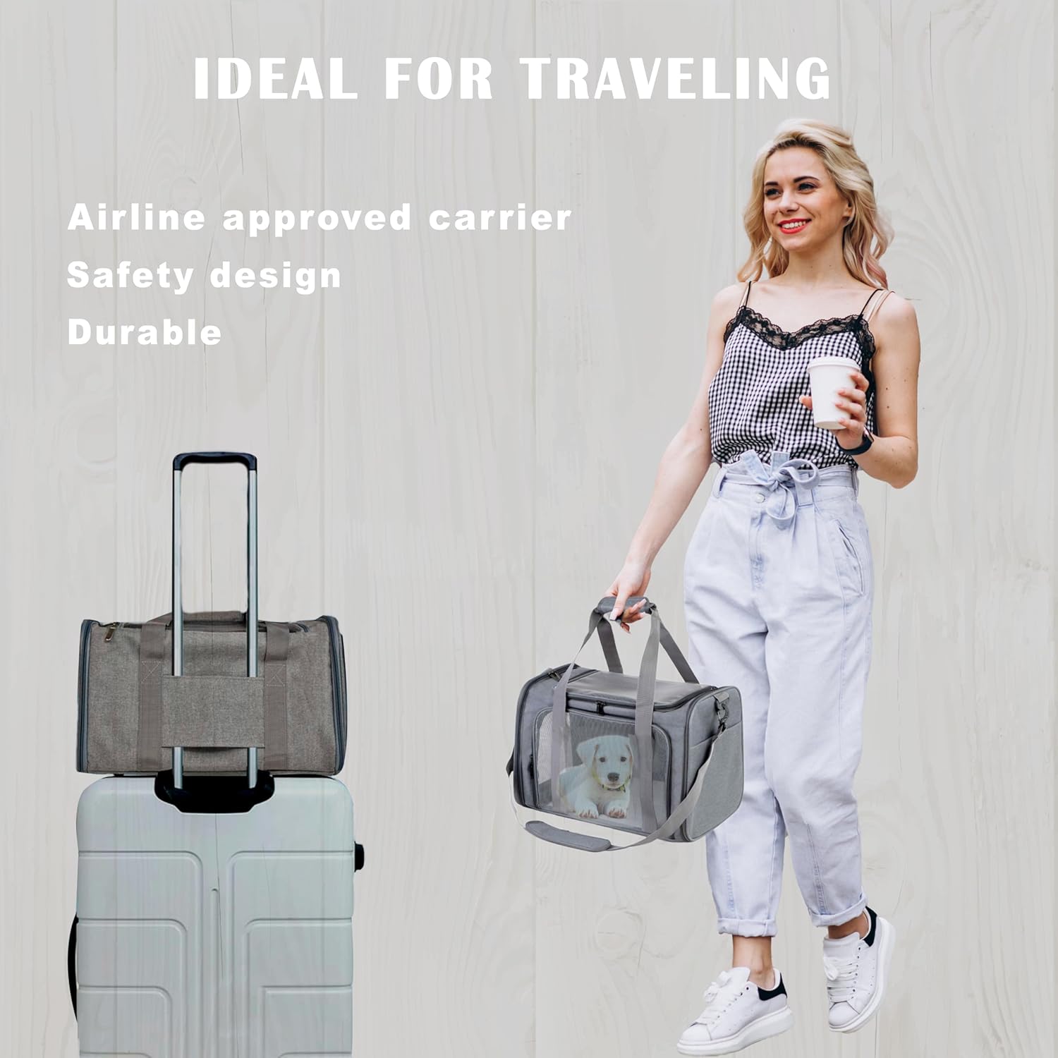 Airline Approved Soft Sided Pet Carrier for Small and Medium Dogs, Cats, and Puppies (Up to 15 lbs), Collapsible Portable Travel Bag for Dogs Cats (Grey) - Image 7