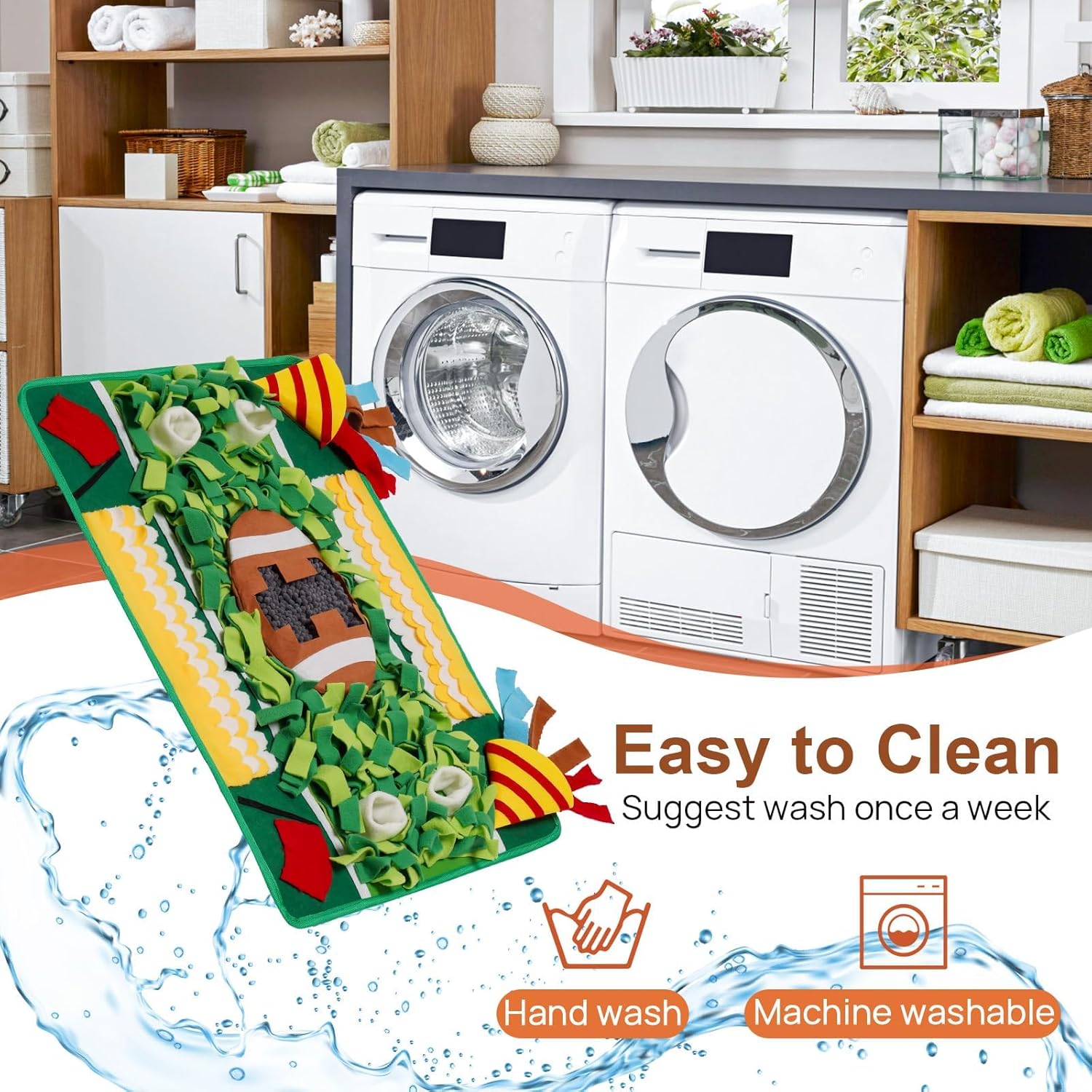 Snuffle Mat for Dogs Large Breed,28'' x 20'' Football-Themed Dog Sniffing Feeding Mat for Boredom&Smell Training and Slow Eating,Interactive Dog Puzzle Toys Encourages Foraging Skills (Medium) - Image 6