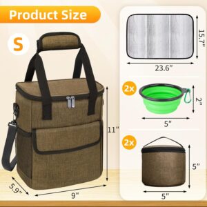 Dog Travel Bag for Camping – Pet Travel Accessories with 2 Collapsible Bowls, 2 Food Containers & Waterproof Feeding Mat – Portable Dog Carrier, Coffee (Small)