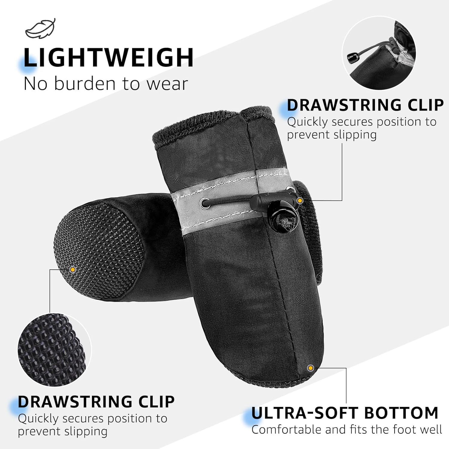 SCENEREAL Dog Shoes for Hot Pavement for Small Medium Dogs Paw Protectors, Summer Heat Boots Resistant Waterproof Soft Outdoor Walking Indoor Hardfloors, Black Size 5 - Image 2