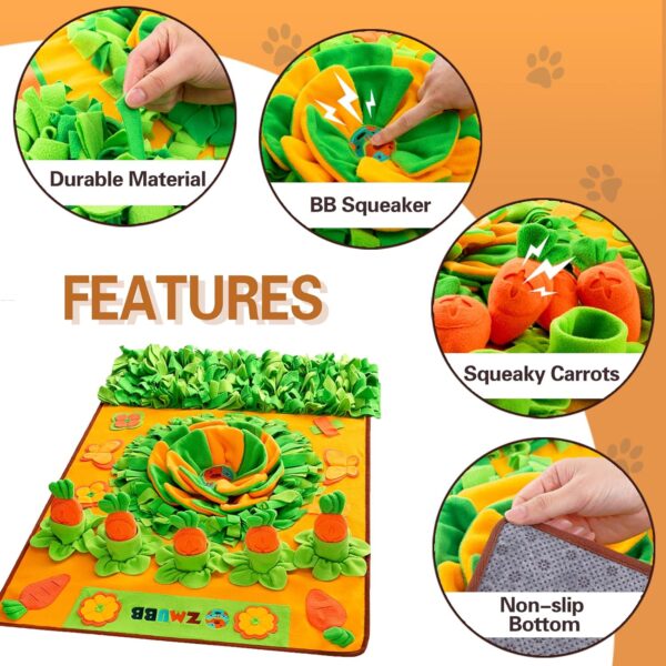 Snuffle Mat for Large Dogs, 40'' x 27.5'' Sniff Mat for Dogs, Portable Slow Feeding Mat for Foraging Skills and Stress Relief, Interactive Indoor/Outdoor Dog Puzzle Toys for Nosework Training - Image 3
