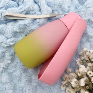 Dog Water Bottle Portable – Food Grade Material BPA Free, 19Oz Leak Proof Pet Water Bowl Dispenser, Travel Puppy Accessories for Outdoor Walking Camping, Dogs Birthday Gifts (Pink&Green)