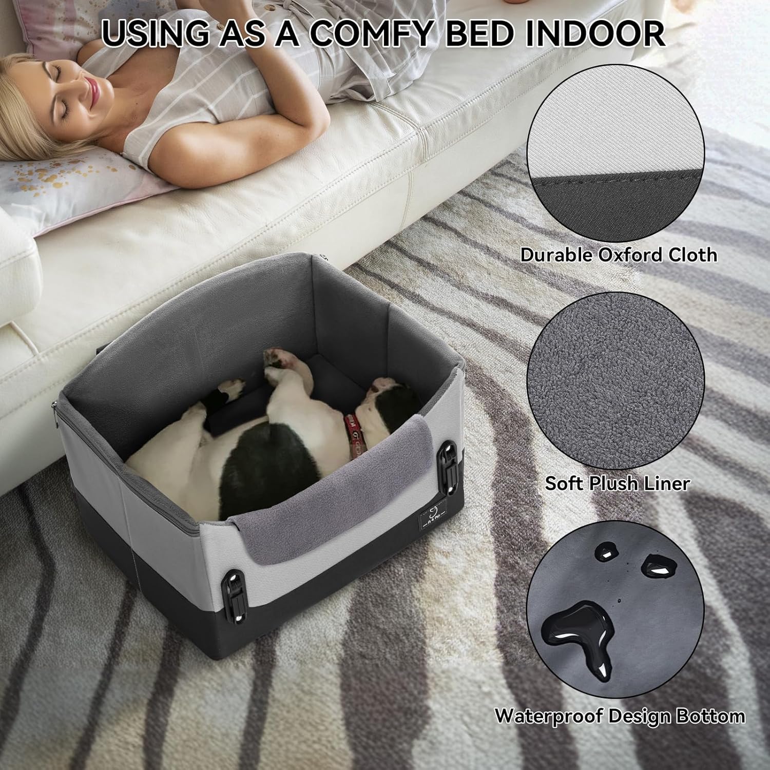 A4Pet Dog Car Seats for Small Dogs, Booster Car Seat with Patent Buckles & Clip-On Safety Leash, Pet Seat for Puppy Small Dogs Cats Under 25 Lbs, Grey - Image 7