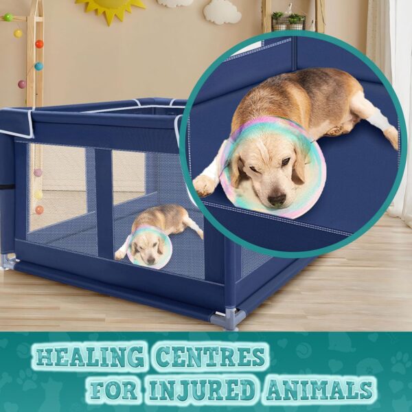 42x42x25.6 Inches Puppy Playpen with Gate, Dog Playpen for Puppies or Small Dogs, DogFence Pet Playpen for Indoor & Outdoor, Sturdy Safety DogPen with Thickened Fabric, High-Strength Nylon Wire Mesh - Image 4