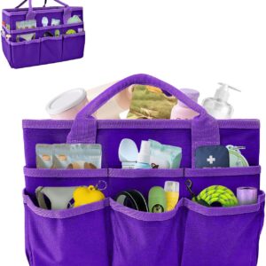 Dog Gear Tote: Dog Travel Bag Organizer with 10 Pockets for Treat Pouch, Poop Bag, Quick-Dry Ball, Collapsible Bowl | Perfect for Walks, Park, Road Trips, Sand, Camping & RV (Purple)