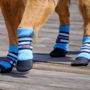 Bark Brite Lightweight Neoprene Paw Protector Dog Boots Designed for Comfort and Breathability in 5 Sizes (Blue Md)