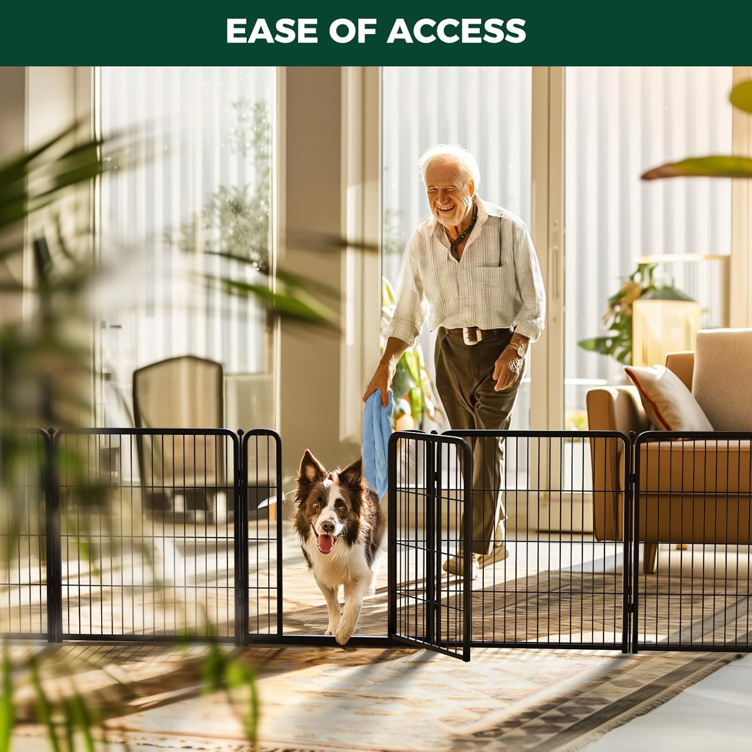 FXW Homeplus Unleashed Indoor Dog Playpen - Stress-Free and Safe Play, Heavy Duty 32 Inch 8 Wire Panels Dog Pen for Small and Medium Dogs, Black│Patented - Image 5