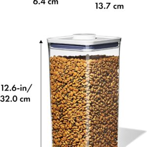 OXO Good Grips Pet POP Container – 6.0 Qt/5.7 L with Half Scoop, Ideal for up to 6.5lbs of Dog Food or 4.5lbs of Cat Food, Airtight Dog and Cat Food Storage Container, BPA Free, Clear