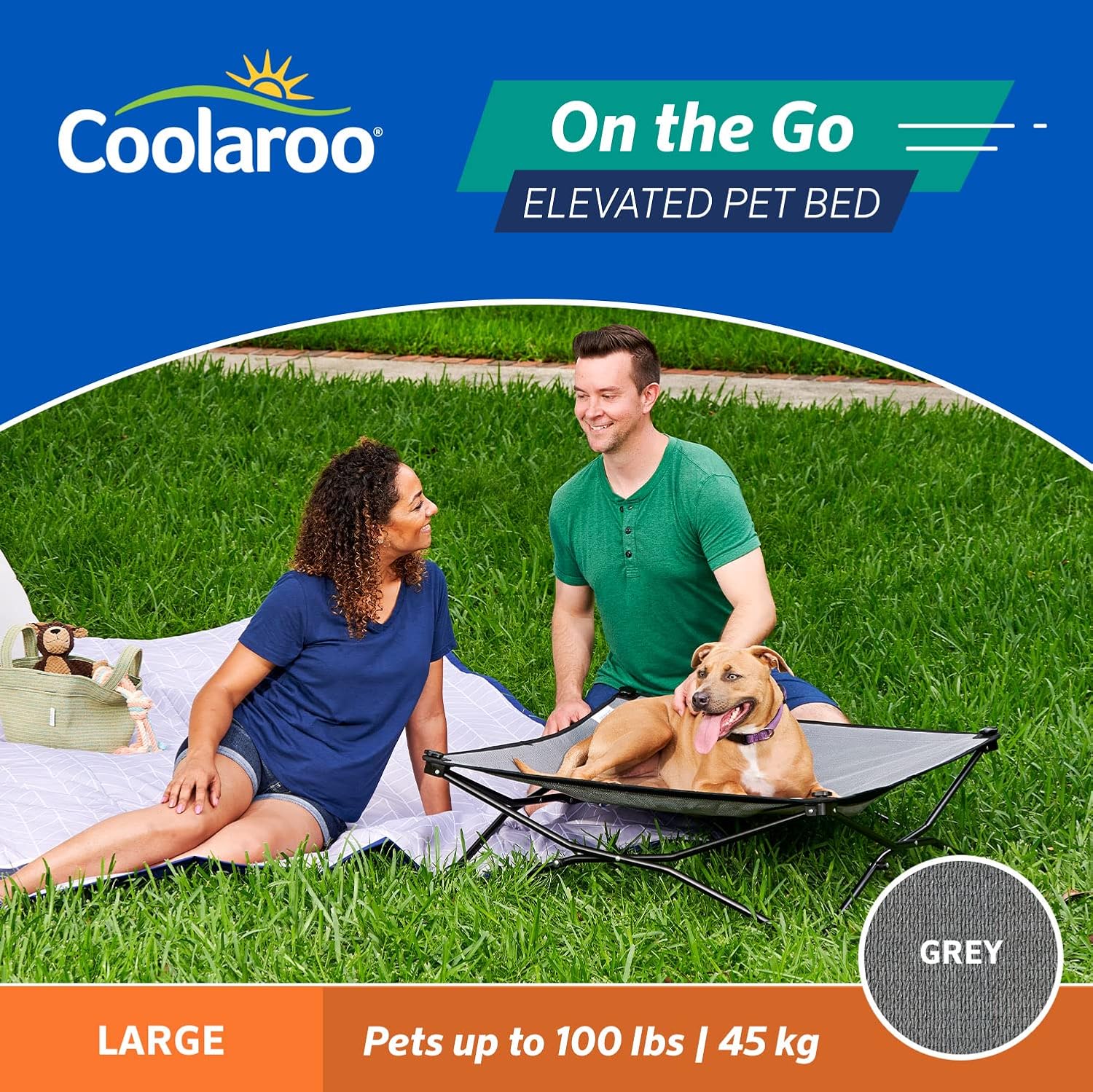 Coolaroo On-The-Go Elevated Dog Bed - Foldable Pop-Up Travel Dog Bed with Breathable, Moisture-Resistant Fabric, Carry Bag Included, Lightweight & Portable, Steel Gray, Large - Image 3