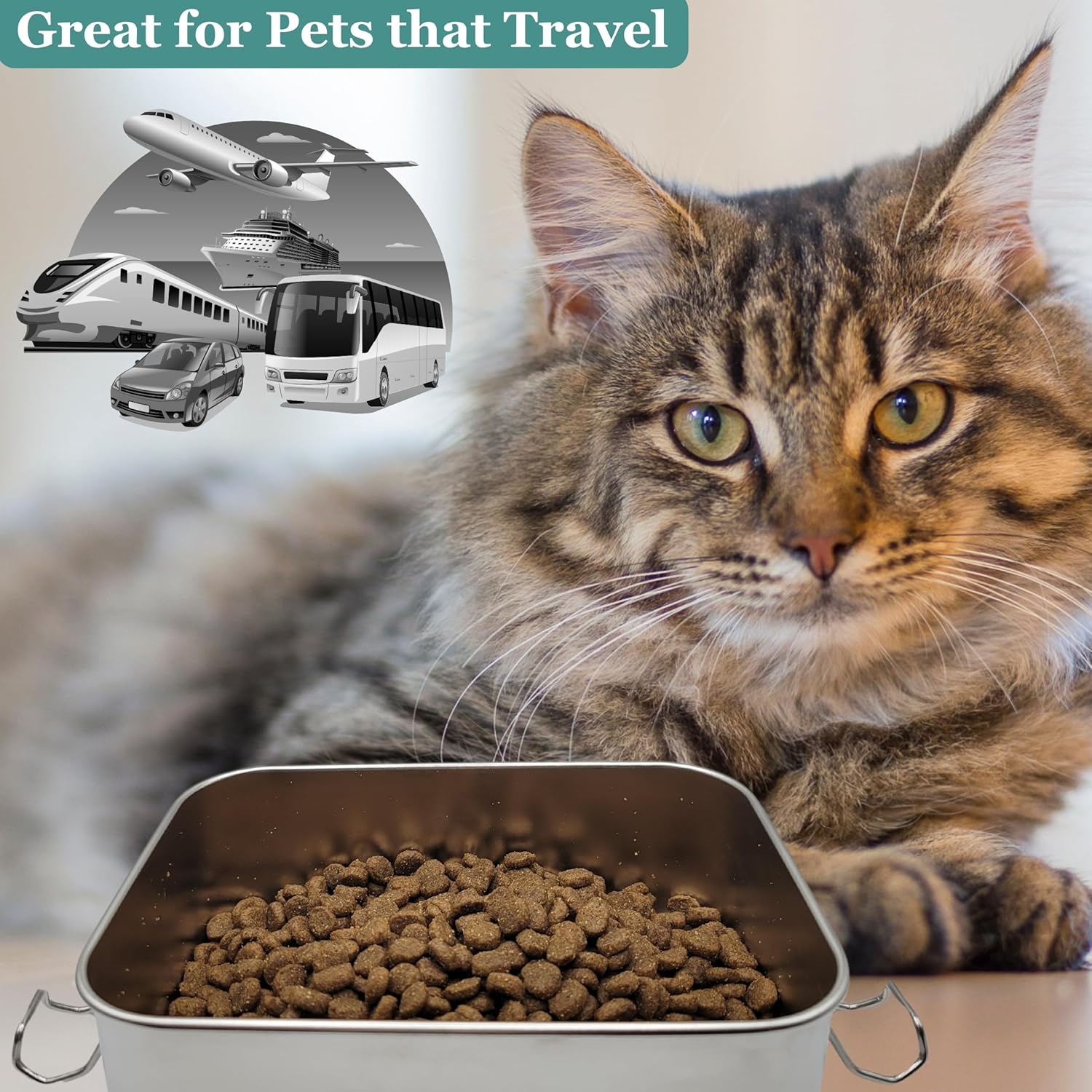 Stainless Steel Food Storage Container for Dogs and Cats, no Spill Rectangle Bowl with lid, Erasable Marker for Notes, 30 oz Portable Pet Travel Water Bowl, Holds Wet Food/Kibble, Medication Holder. - Image 7