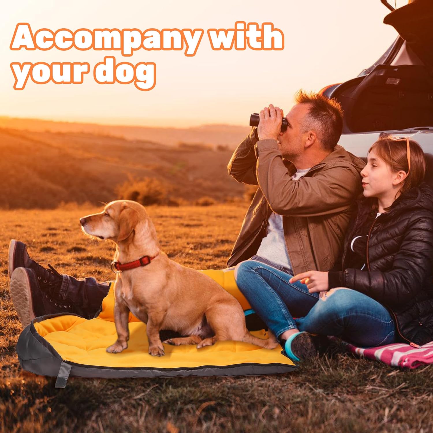 Lifeunion Dog Sleeping Bag with Storage Bag Waterproof Warm Packable Dog Bed for Travel Camping Hiking Backpacking (Grey+Orange) - Image 6