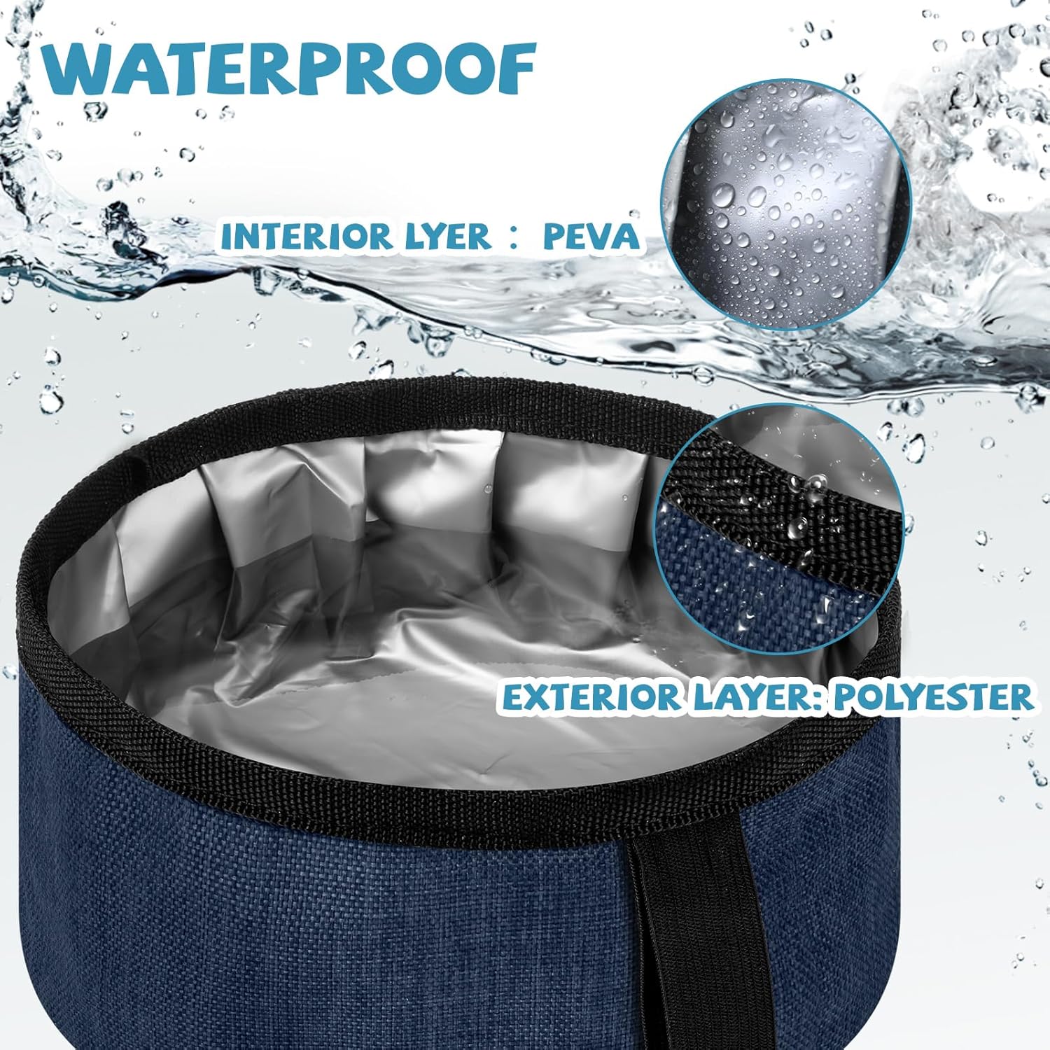 Meanplan 2 Pack Portable Dog Bowls Foldable Travel Dog Dish Portable Puppy Water and Food Bowl Pet Hiking Accessories for Small and Large Pets(Dark Blue, Red,40 oz) - Image 4