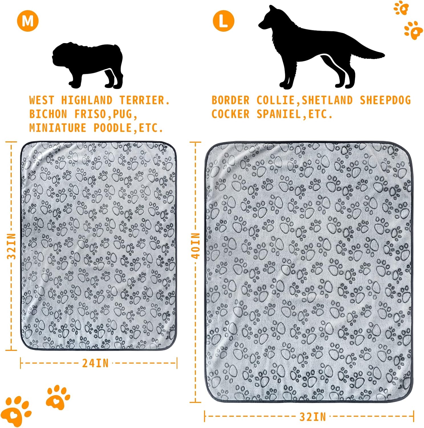LOKOZ Fleece Blanket for Small Medium Dogs - Washable Puppy Blanket with Cute Paw Print for Bed Couch Protection - Image 3