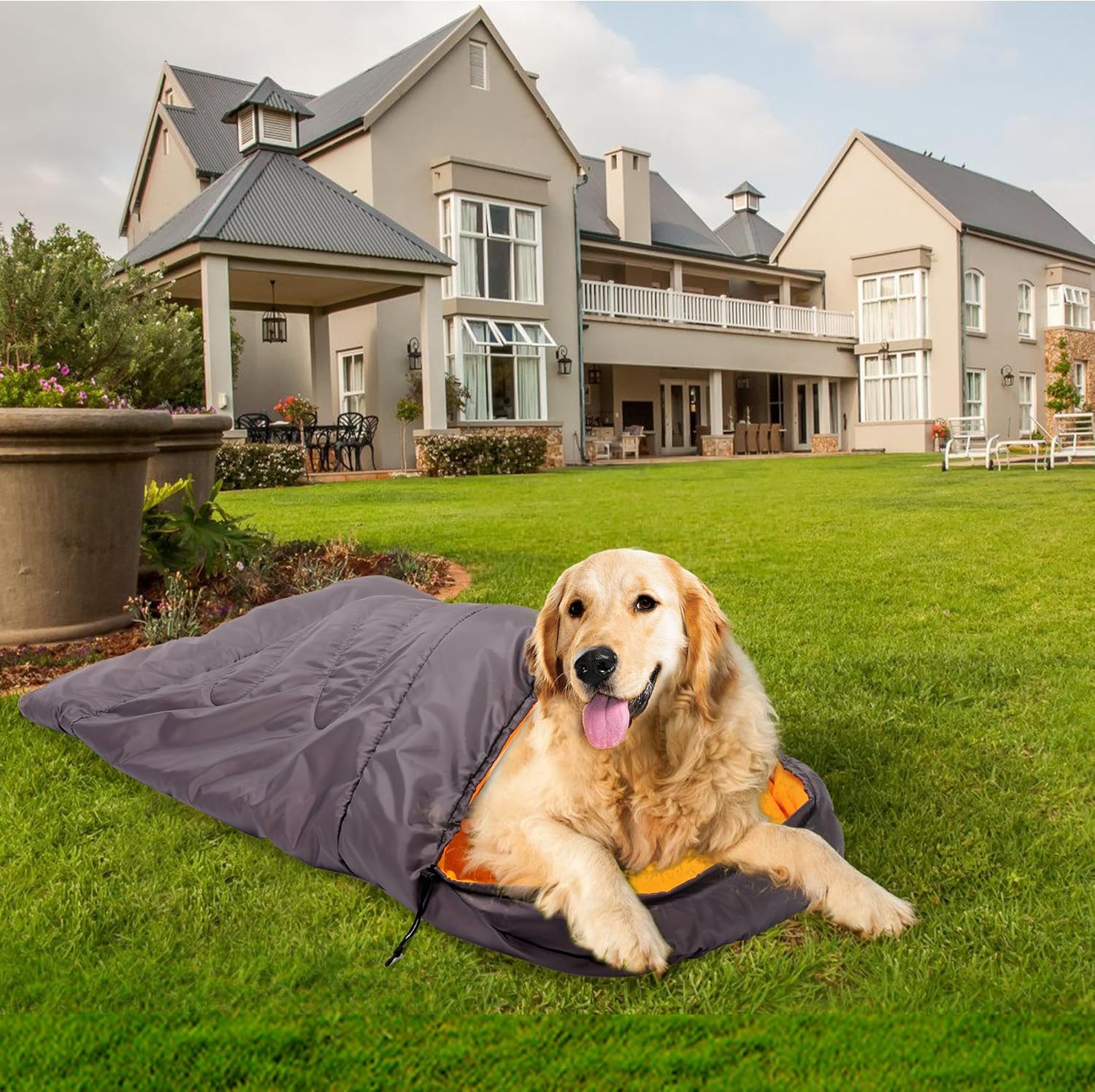 Lifeunion Dog Sleeping Bag with Storage Bag Waterproof Warm Packable Dog Bed for Travel Camping Hiking Backpacking (Grey+Orange) - Image 4