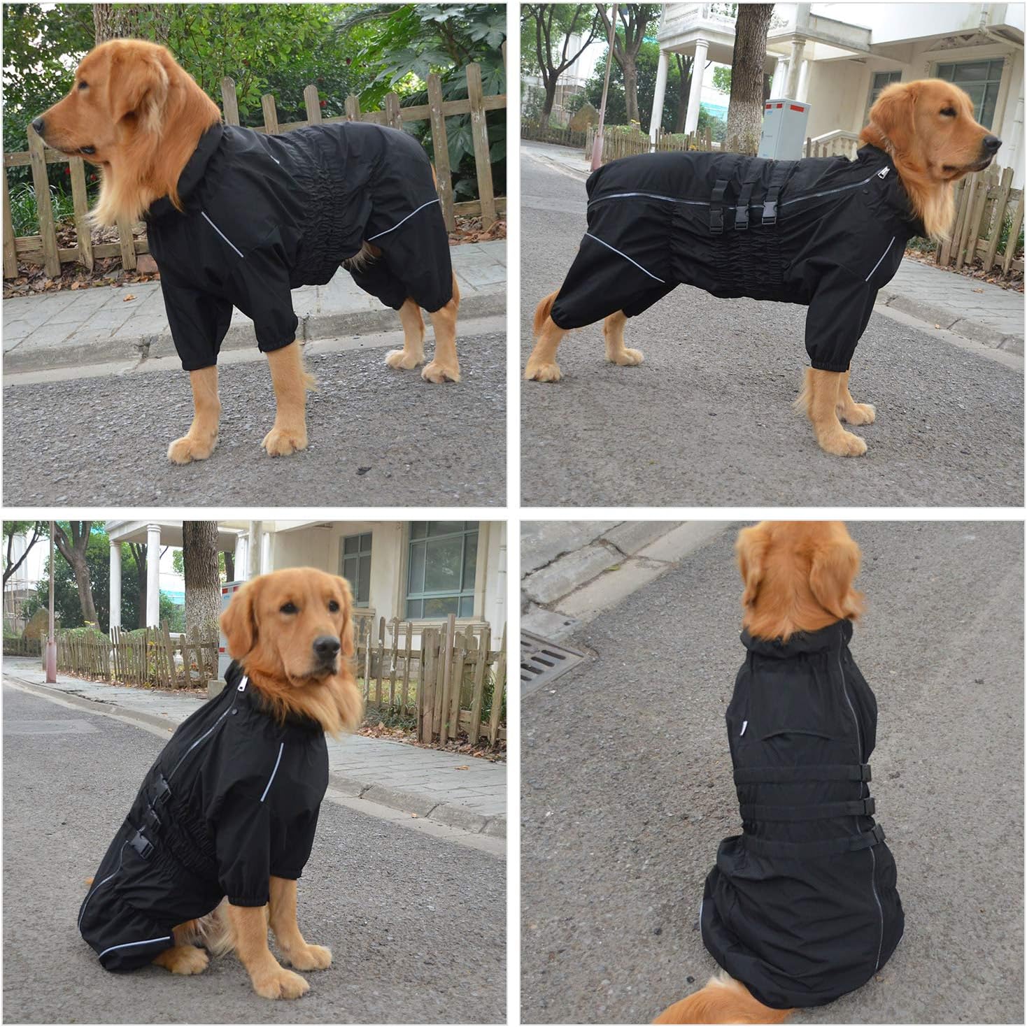 Dogs Waterproof Jacket, Lightweight Waterproof Jacket Reflective Safety Dog Raincoat Windproof Snow-Proof Dog Vest for Small Medium Large Dogs Black XXXL - Image 5