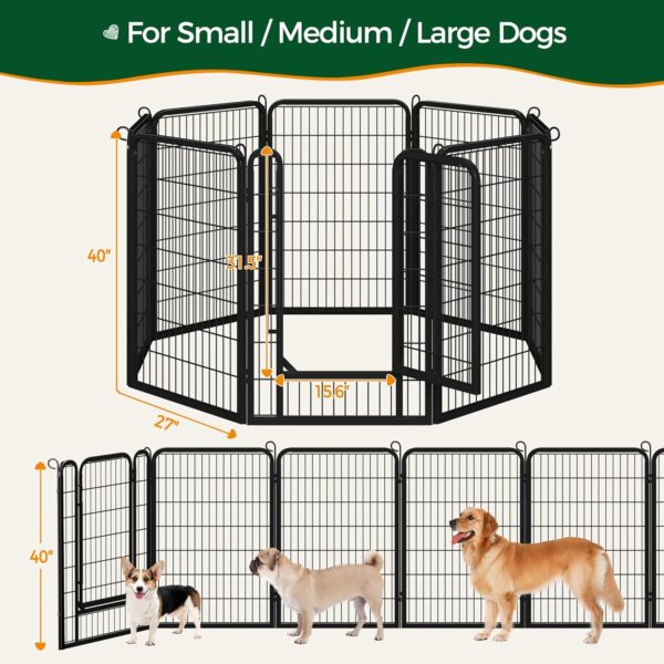 Yaheetech Dog Playpen Outdoor, 40 inch 8 Panels Dog Pen Indoor Heavy Duty Puppy Exercise Pen Metal Pet Fence for RV Camping/Yard/Garden - Image 4