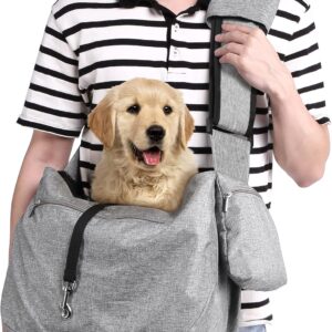Ownpets Pet Sling Carrier, Fits 15 to 25lbs Extra-Large Dog/Cat Sling Carrier Reversible and Hands-Free Dog Bag with Adjustable Strap and Pocket Shoulder Pad for Outdoor Travel Hiking