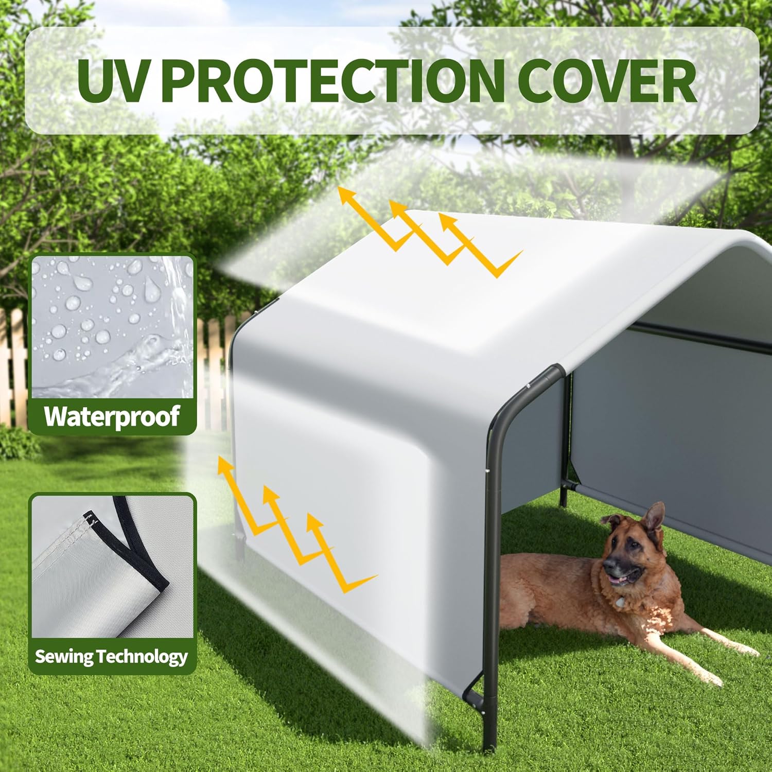 Dog Shade Shelter Outdoor Pet Tent for Dogs and Small Animals - Growfessor Waterproof, Sun Protection, with Ground Nails Pet Canopy with Upgraded Doors - 4'x4'x3' Dimensions - Image 5