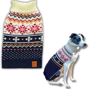 Cozy Acrylic Dog Sweater for Outdoor Adventures—Breathable & Insulating Knit—Classic Fit—Backpacking Gear for Dogs—Dog Hiking Gear—Dog Camping Gear (Large, Nordic)