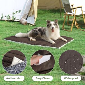 WESTERN HOME WH Outdoor Dog Bed,Large Sized Dog Waterproof Washable Beds for Medium Large Dogs, Portable Camping Travel Pet Bed Mat, 43 x 26 Inch, Brown