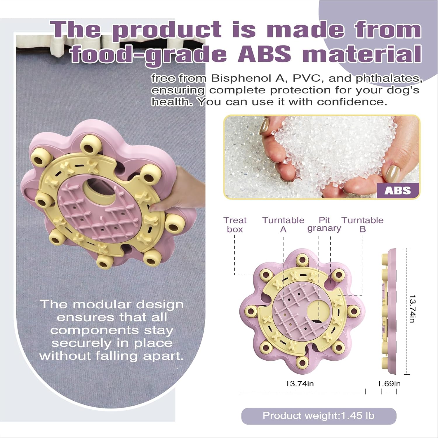 KADTC Dog Puzzle Toys Level 3 in 1 Brain Mind Treat Game Mental Stimulation Enrichment Hard Toys Puppy Holiday Birthday Gift Boredom Busters Slow Puzzles Food Feeder for Small/Medium/Large Breed Dogs - Image 3